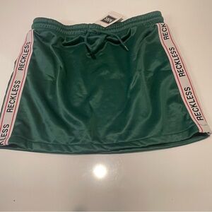 Young & Reckless Dark Green Athletic Mini Skirt with Logo Side Tape